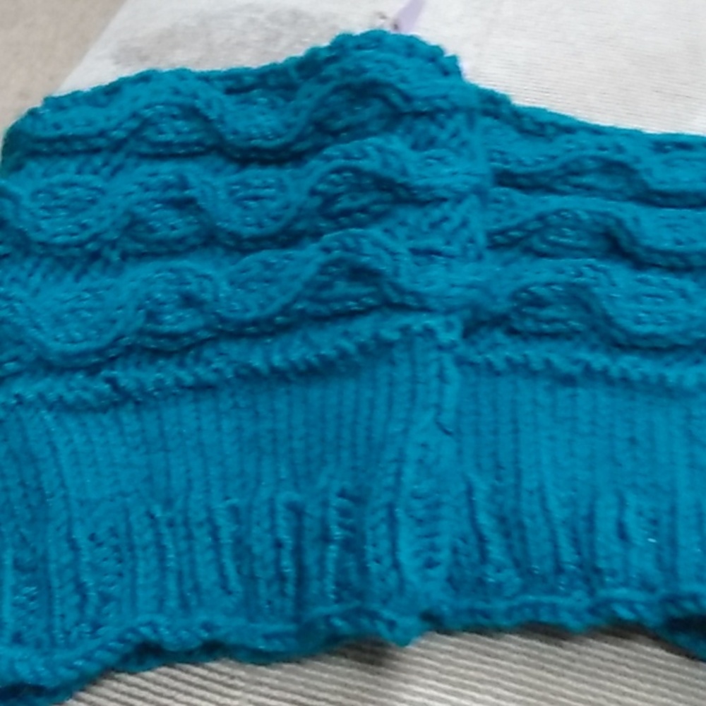 Woman's Handknit  BootToppers Teal